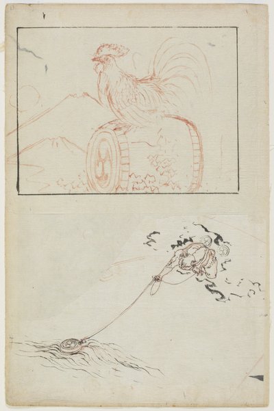 Bóg piorunów i jego bęben autorstwa Katsushika Hokusai