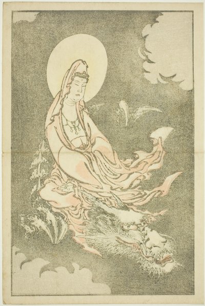 Bogini ujeżdżająca smoka, z Księgi obrazkowej realistycznych obrazów Hokusaia (Hokusai shashin gafu) autorstwa Katsushika Hokusai