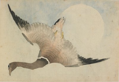 Gęś latająca przed księżycem, koniec XVIII-początek XIX wieku. autorstwa Katsushika Hokusai