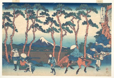 Hodogaya na szlaku Tōkaidō (Tōkaidō Hodogaya), z cyklu „Trzydzieści sześć widoków góry Fuji” (Fugaku sanjūrokkei) autorstwa Katsushika Hokusai