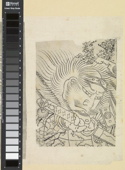 Głowa samuraja pod kwitnącą wiśnią autorstwa Katsushika Hokusai