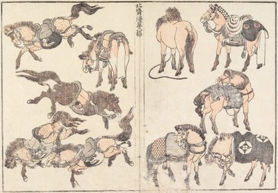 Konie autorstwa Katsushika Hokusai