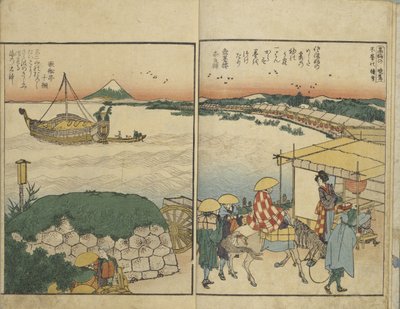 Ilustrowana książka przedstawiająca widoki z obu brzegów rzeki Sumida autorstwa Katsushika Hokusai
