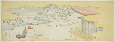 Ilustracja The Bluebell (Asagao), rozdział 20 Opowieści o Genji (Genji monogatari) autorstwa Katsushika Hokusai