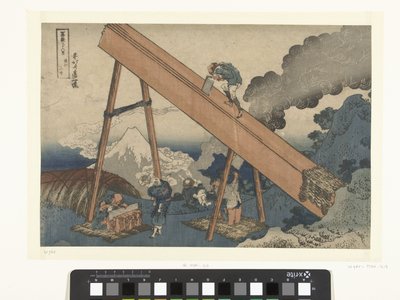 W górach w prowincji Totomi Totomi Sanchu (tytuł na obiekcie) 36 widoków góry Fuji (tytuł serii) Fugaku sanjurokkei (tytuł serii na obiekcie) autorstwa Katsushika Hokusai