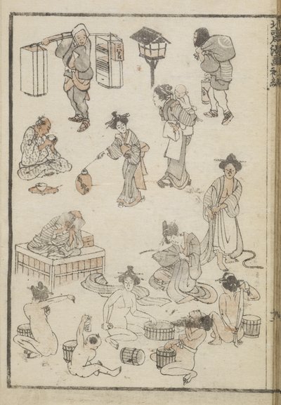 Kąpiel japońska (drzeworyt) autorstwa Katsushika Hokusai