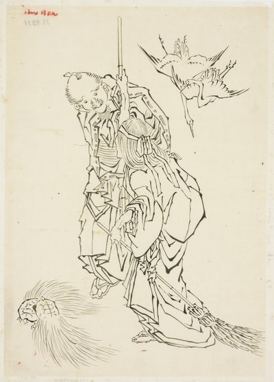 Jo and Uba; Theme of Takasago, ca. 1815-1849 (ink on paper) autorstwa Katsushika Hokusai