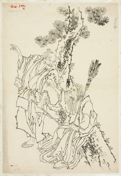 Jo and Uba; Theme of Takasago, ca. 1815-49 (ink on paper) autorstwa Katsushika Hokusai