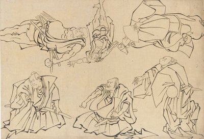 Aktorzy kabuki, koniec XVIII-początek XIX wieku. autorstwa Katsushika Hokusai