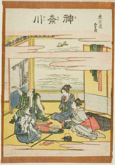 Kanagawa, z serii „Pięćdziesiąt trzy stacje Tokaido (Tokaido gojusan tsugi)” autorstwa Katsushika Hokusai
