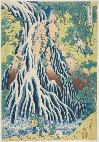 Wodospad Kirifuri (Kirifuri no taki), z serii Wycieczka po wodospadach w różnych prowincjach (Shokoku taki meguri) autorstwa Katsushika Hokusai