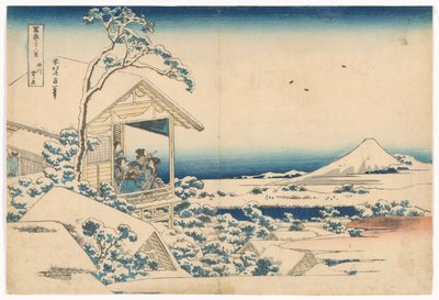 Koishikawa w śnieżny poranek z cyklu Trzydzieści sześć widoków na górę Fuji autorstwa Katsushika Hokusai