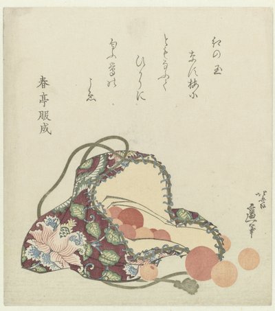 Koraliki kwarcowe z brokatową torebką autorstwa Katsushika Hokusai