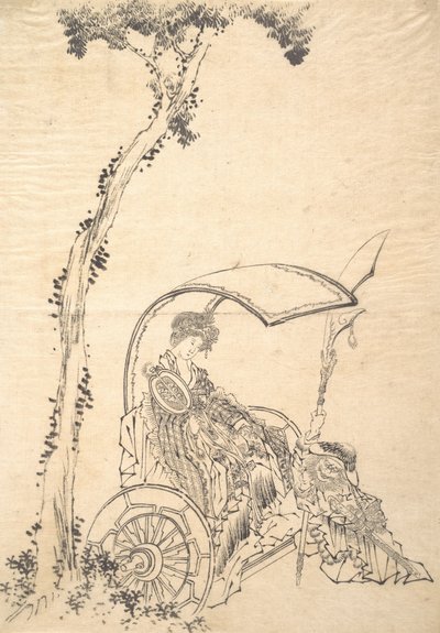 Pani w rydwanie. autorstwa Katsushika Hokusai