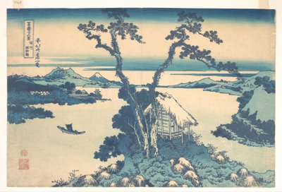 Jezioro Suwa w prowincji Shinano (Shinshū Suwako), z cyklu „Trzydzieści sześć widoków góry Fuji” (Fugaku sanjūrokkei) autorstwa Katsushika Hokusai