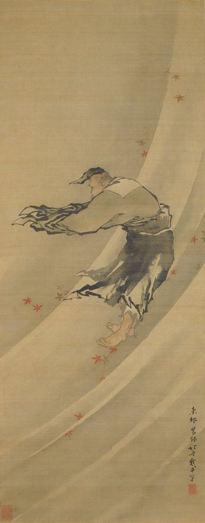 Liezi na wietrze autorstwa Katsushika Hokusai