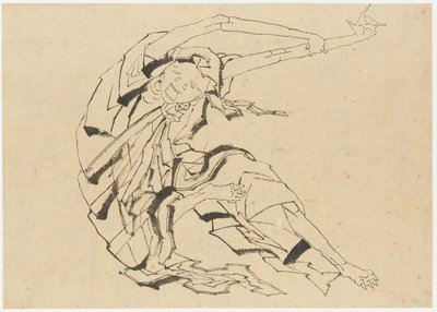 Długoręki mężczyzna rozciągający się, okres Edo, XIX wiek. autorstwa Katsushika Hokusai