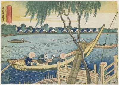 Wędkowanie taklami na rzece Miyato, 1832-1834 autorstwa Katsushika Hokusai