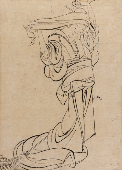 Dziewczyna grająca na samisenie, koniec XVIII i początek XIX wieku. autorstwa Katsushika Hokusai