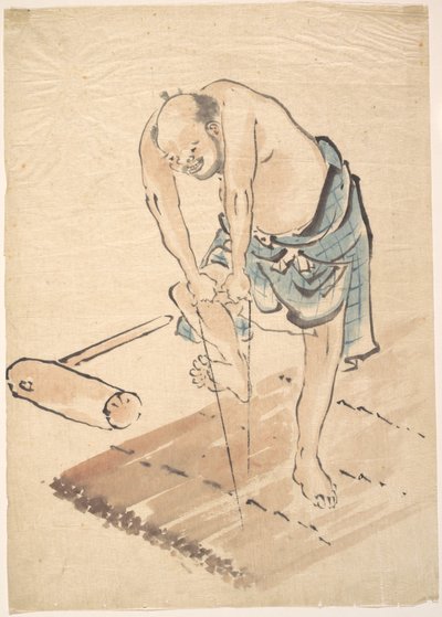Człowiek na tratwie autorstwa Katsushika Hokusai