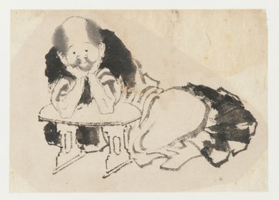 Mężczyzna siedzący z podłokietnikiem, okres Edo, XIX wiek. autorstwa Katsushika Hokusai