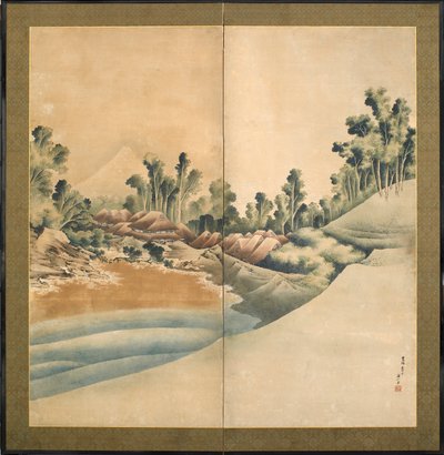 Góra Fuji i Enoshima, okres Edo, ok. 1825 (atrament i kolor na papierze) autorstwa Katsushika Hokusai