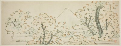 Góra Fuji z drzewami wiśni w rozkwicie autorstwa Katsushika Hokusai