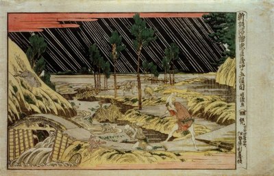 Nowo ułożony obraz perspektywiczny z Chushingury, akt piąty autorstwa Katsushika Hokusai