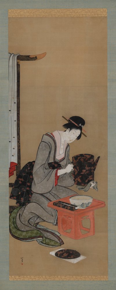 Noworoczny Custom: Makijaż w Nowy Rok Poranek, okres Edo, ok. godz. 1806-1811. autorstwa Katsushika Hokusai