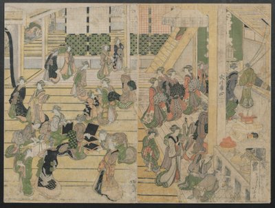 Nowy Rok w Ogiya Seiro, ok. godz. 1804. autorstwa Katsushika Hokusai