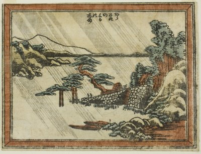 Night Line At Karasaki (Karasaki no Yoru no Ame), z Teseries English ght Views of Visitor Picture (Dovan Omi Hakkei) autorstwa Katsushika Hokusai