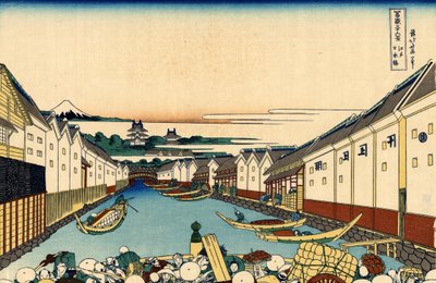 Most Nihonbashi w Edo, ok.1830 (drewnodruk) autorstwa Katsushika Hokusai
