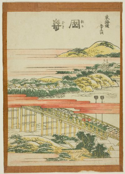 Okazaki, z serii „Pięćdziesiąt trzy stacje Tokaido (Tokaido gojusan tsugi)” autorstwa Katsushika Hokusai