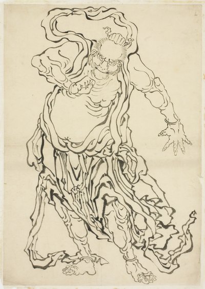Jeden z Nio (Strażnik), c.1815-1849 (tusz na papierze) autorstwa Katsushika Hokusai