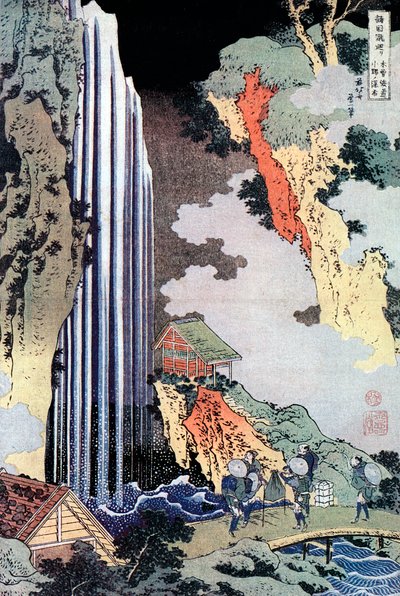 Wodospad Ono wzdłuż Kisokaido, c1780-1849 autorstwa Katsushika Hokusai