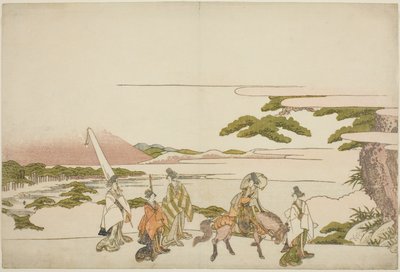 Parodia wschodniej podróży Ariwara no Narihira autorstwa Katsushika Hokusai