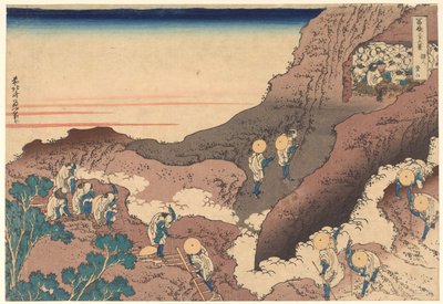 Pielgrzymi wspinający się na szczyt, z cyklu „Trzydzieści sześć widoków góry Fuji” autorstwa Katsushika Hokusai