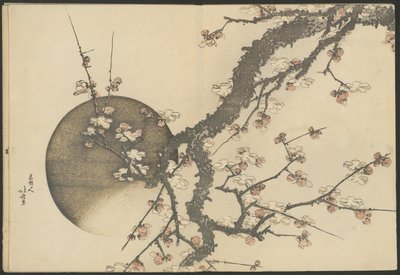 Kwiat śliwy i księżyc z książki Góra Fuji wiosną (Haru no Fuji) autorstwa Katsushika Hokusai