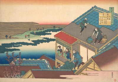 Wiersz Iseia, z cyklu Sto wierszy wyjaśnionych przez pielęgniarkę Hyakunin isshu ..., ca. 1835. autorstwa Katsushika Hokusai