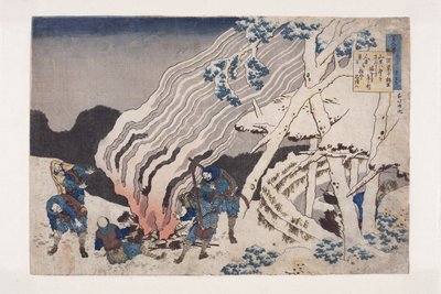 Wiersz Minamoto No Muneyuki (kolorowy drzeworyt) autorstwa Katsushika Hokusai