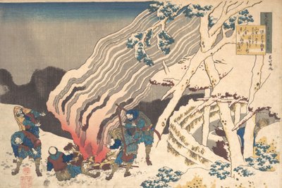 Wiersz Minamoto no Muneyuki Ason, z cyklu Sto wierszy wyjaśnionych przez pielęgniarki..., 1839. autorstwa Katsushika Hokusai