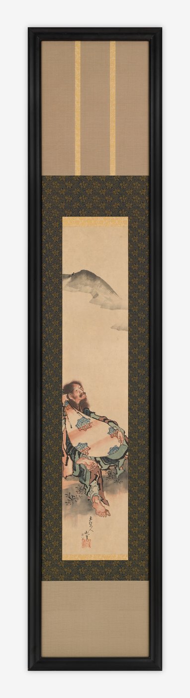 Poeta Semimaru ze swoją lutnią w torbie, okres Edo, 1839. autorstwa Katsushika Hokusai
