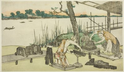 Garncarzy w pracy - Imado autorstwa Katsushika Hokusai