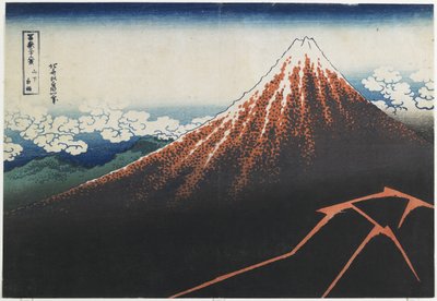 Ulewa pod szczytem, 1831-1834 autorstwa Katsushika Hokusai