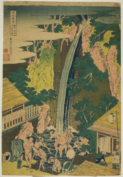 Roben Falls w Oyama w prowincji Sagami (Soshu Oyama Roben no taki), z serii „Wycieczka po wodospadach w różnych prowincjach (Shokoku taki meguri)” autorstwa Katsushika Hokusai