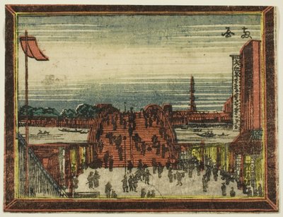 Most Ryogoku, z serii Zdjęcia w stylu holenderskim: Osiem widoków Edo (Oranda gakyo Edo hakkei) autorstwa Katsushika Hokusai