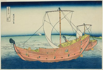 Sea Lane poza prowincją Kazusa (Kazusa no kairo), z serii „Trzydzieści sześć widoków na górę Fuji (Fugaku sanjurokkei)” autorstwa Katsushika Hokusai