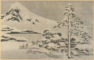 Nadmorska wioska w śniegu autorstwa Katsushika Hokusai