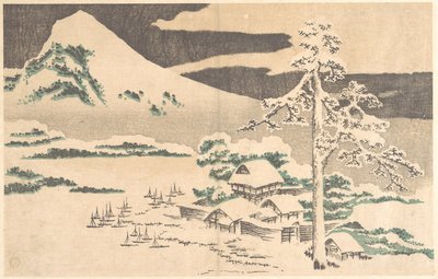 „Nadmorska wioska zimą” z albumu „Realistyczne obrazy” (Hokusai shashin gafu) autorstwa Hokusai autorstwa Katsushika Hokusai