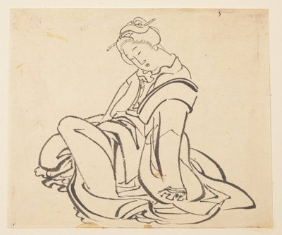 Siedząca kobieta autorstwa Katsushika Hokusai